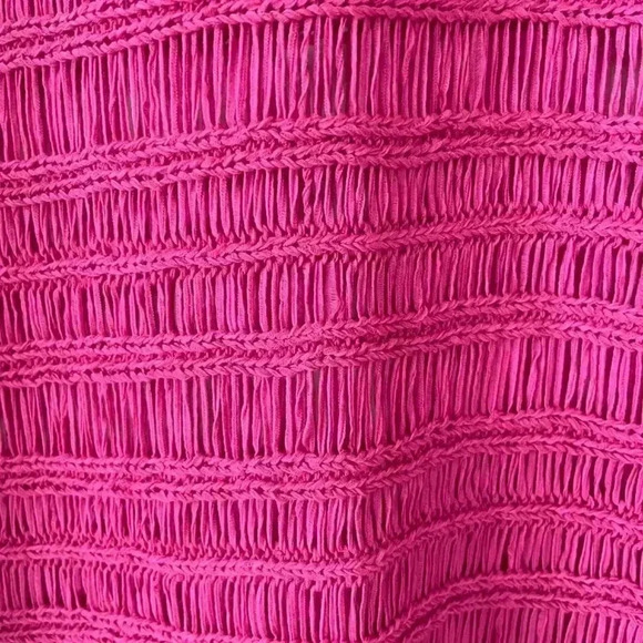 Lafayette 148 Fuschia Pink Open Knit Short Sleeve Sweater Small Colorful Barbie - Picture 9 of 9
